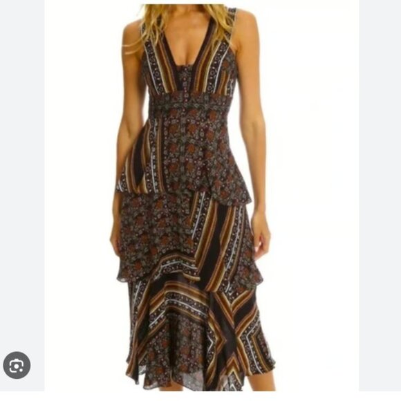 A.L.C. Dresses & Skirts - A.L.C. Hayley Tiered Patchwork Silk Dress Paisley Handkerchief - Size 8